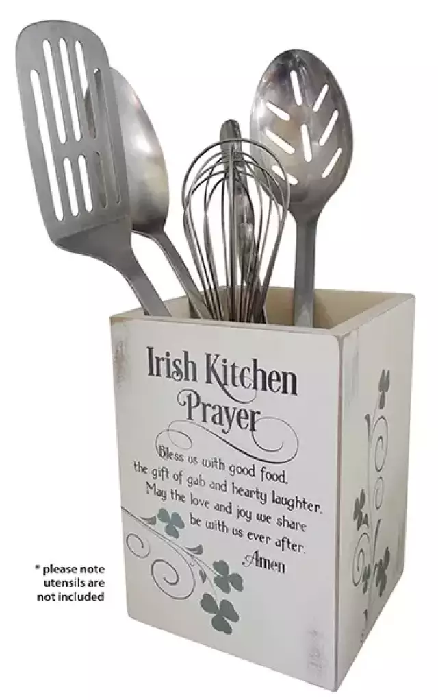 Wood Kitchen Utensil Holder/Irish Blessing