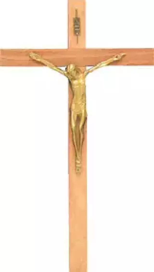 Wood Hanging Crucifix  14 1/2 inch