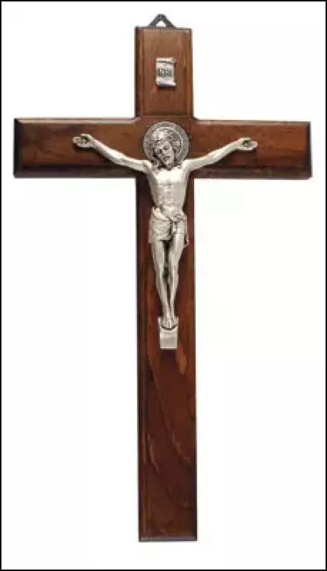St.Benedict Wood Crucifix 9 inch/Metal Corpus