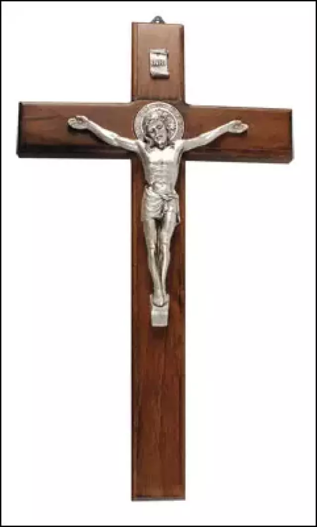 St.Benedict Wood  Crucifix 11 inch/Metal Corpus
