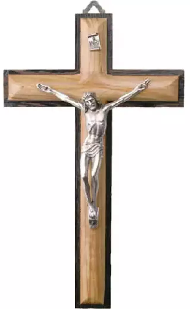 Olive Wood Crucifix 10 inch/Metal Corpus