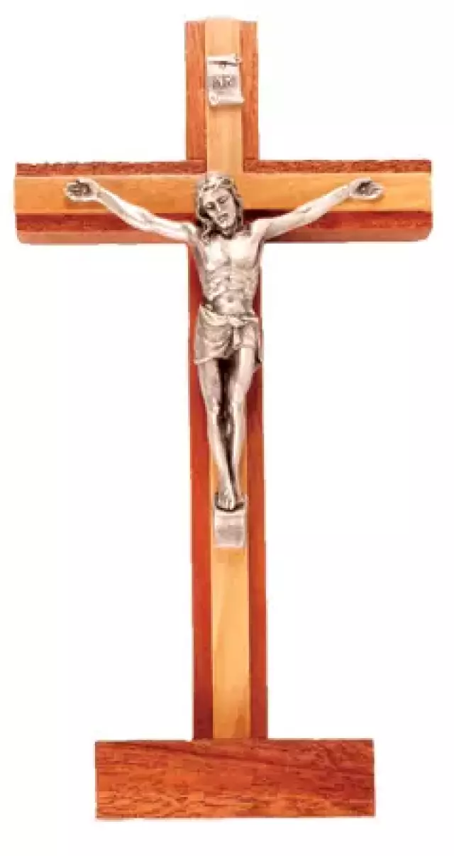Mahogany Standing Crucifix 6 1/2 inch/Metal Corpus