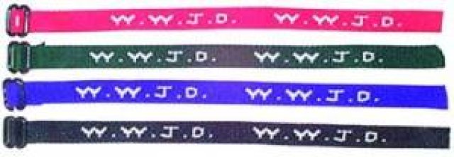 WWJD Assorted Colour Woven Bracelet - Pack of 12
