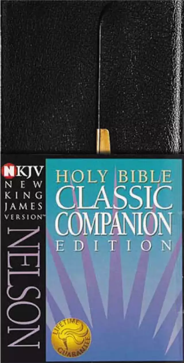 NKJV Classic Companion Bible, Black, Bonded Leather, Slimline, Translation and Textual Footnotes, Words of Jesus in Red,  In-text Chapter Headings