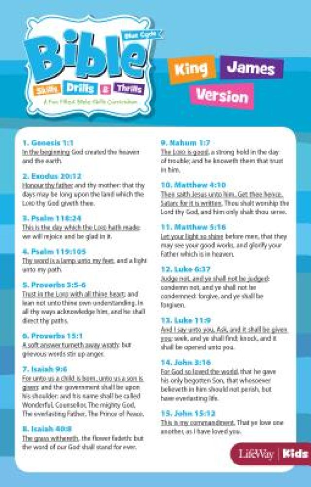 Bible Skills, Drills, & Thrills Blue Cycle KJV Verse Cards