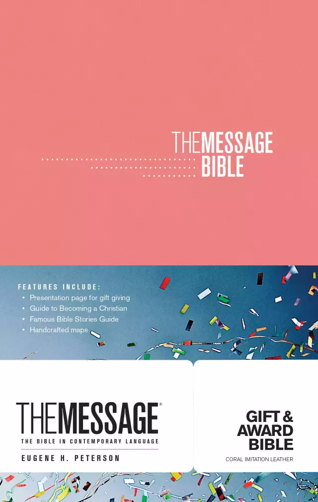 The Message Bible Gift and Award, Bible, Pink, Paperback, Presentation Page, Charts, Timelines, Colour Maps, Salvation Plan, Reading Plan