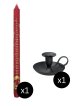 29.5cm Advent Candle: Red and Gold Nativity & Black Classic Candle Holder H 5 cm