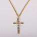 24" Gold Cross with Silver Christ Crucifix Necklace with Inscription
