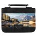 Large All Things Through Christ Scenic Mountainous Valley, Black Faux Leather Bible Cover - Philippians 4:13