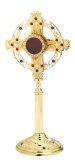 Gold Plated Reliquary with Stones H 26 cm