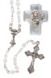 White Communion Glass Rosary