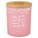 Glass Candle w/Bamboo Lid Pink Be Still Ps. 46:10