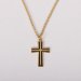 18" Gold Over Sterling Silver Cross Necklace with Black Inlay