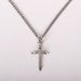 16-18" Platinum Plated Brass Chain with Sterling Silver Cross Stone Necklace