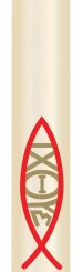 Candle Sticker -Red And Gold Ichthus (Without Year)