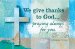 We Give Thanks to God Postcard (pack of 25)
