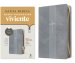 Biblia de referencia en la columna central NTV, letra grande de zíper con Filament (SentiPiel, Gris, Índice, Letra Roja)