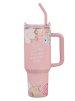 God is With Her Pink Floral 40 oz Stainless Steel Tumbler with Straw