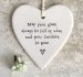 May Your Glass Be Full Porcelain Round Heart