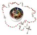 Nativity Red and Green Bead Rosary in Porcelain Box