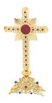 Gold Plated Reliquary with Stones H 28 cm