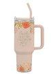 Consider the Wildflowers 40 oz Peach Stainless Steel Tumbler with Reusable Straw - Luke 12:27
