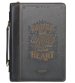Trust in the Lord Black and Gray Faux Leather Fashion Bible Cover - Proverbs 3:5