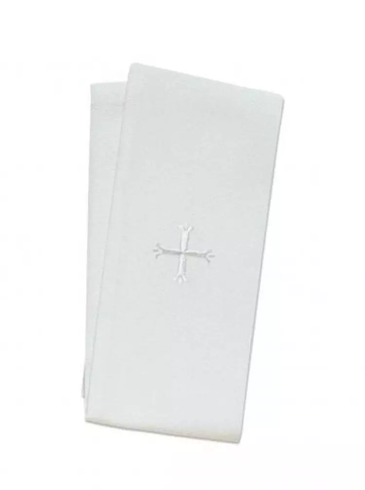 8" x 15" White Cross Lavabo Towel - Cotton