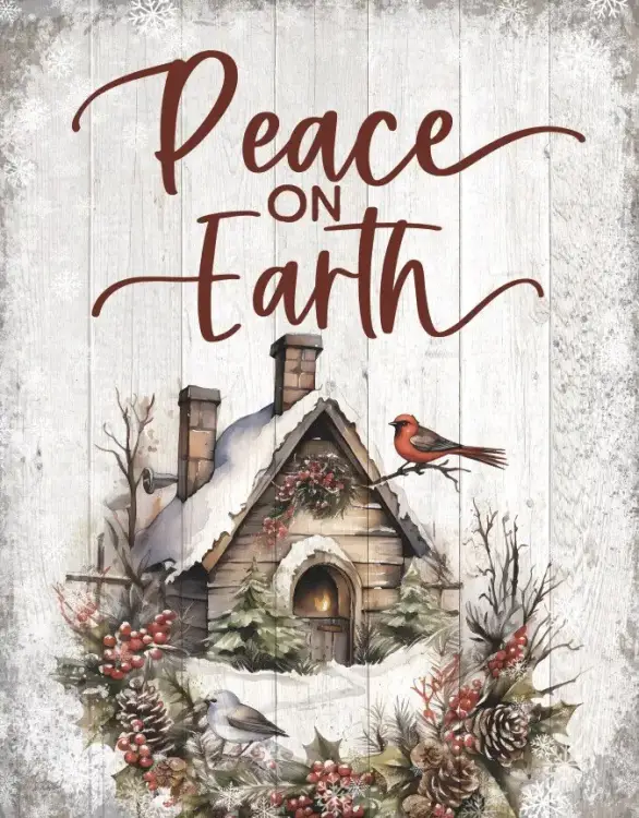 Wall Plaque-Timberland Art-Peace On Earth (11.75" x 15")