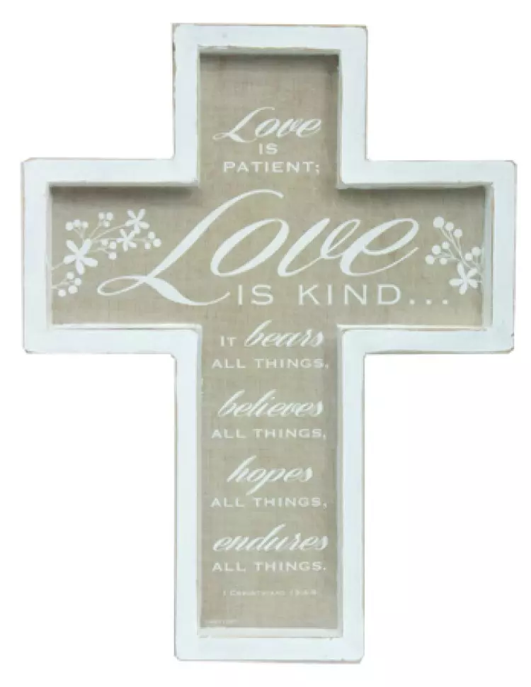 Love is Patient Hanging Wooden Cross