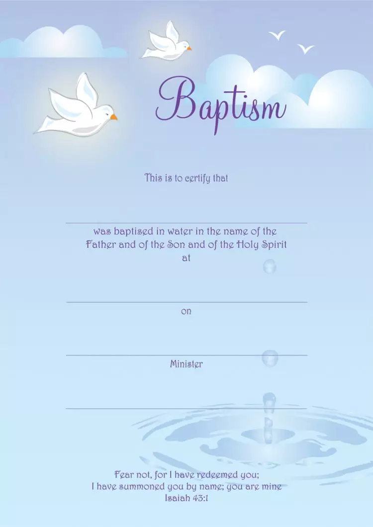 Baptism Certificate: Blue, Pack of 10