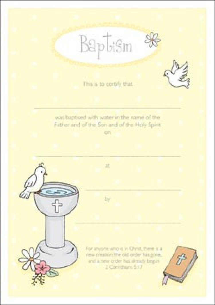 Certificate of Baptism Pack of 10 Free Delivery when you spend £10 at