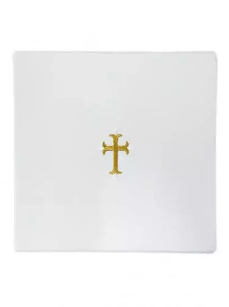 NEW 7" x 7" Chalice Pall - Polycotton - Gold Cross Design