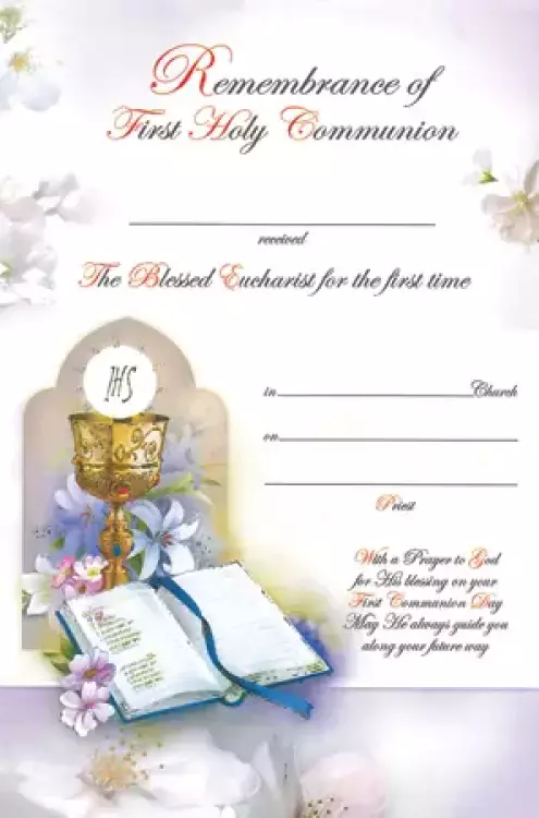 Symbolic Floral Communion Certificate