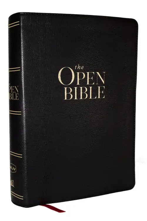 The Open Bible: Read and Discover the Bible for Yourself (NKJV, Black Leathersoft, Red Letter, Comfort Print)