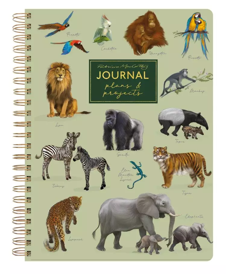 A5 Wiro Notebook With Dividers - Patricia Maccarthy Jungle Green