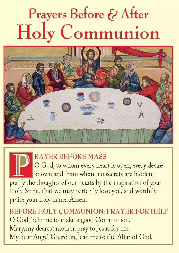 Prayers Before and After Holy Communion (Pack of 25 Prayer Cards)