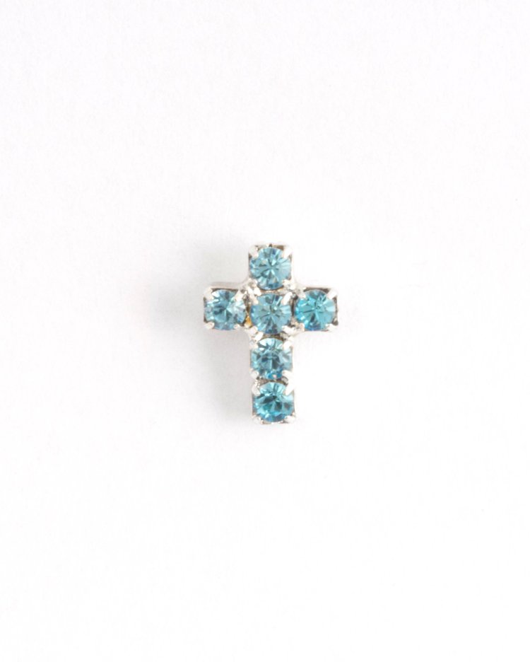 Swarovski Crystal Aqua Cross Pin