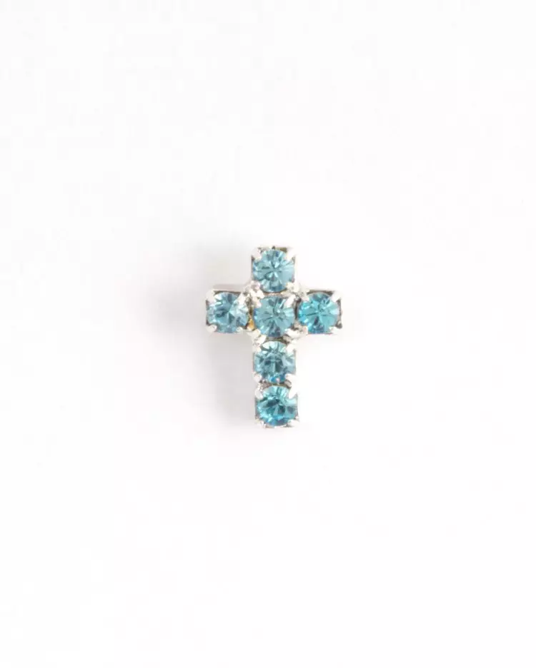 Swarovski Crystal Aqua Cross Pin