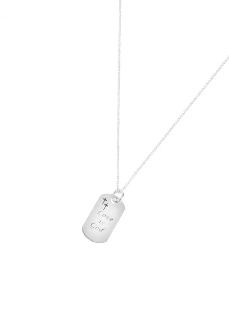 Sterling Silver 'Love is God’ Tag Pendant