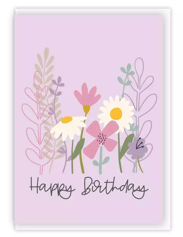 'Happy Birthday' (Wild Meadow) A6 Greeting Card with bible verse inside