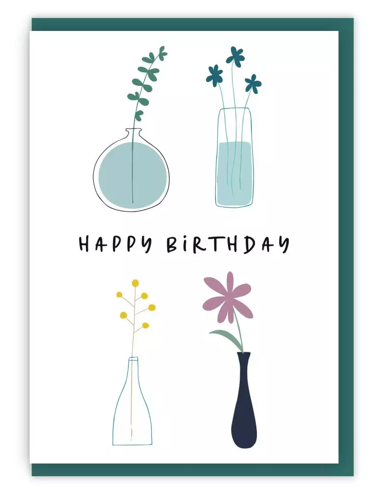 'Happy Birthday' (Stems) A6 Greeting Card with bible verse inside