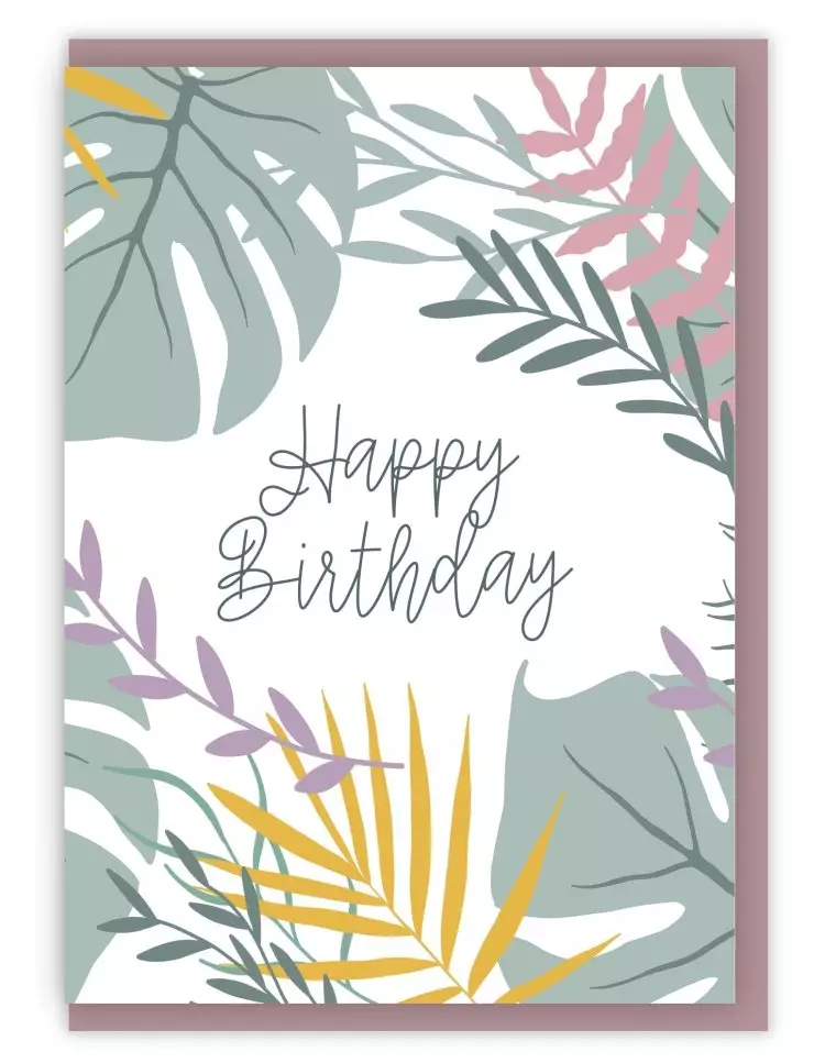 'Happy Birthday' (Jungle Pink) A6 Greeting Card with bible verse inside