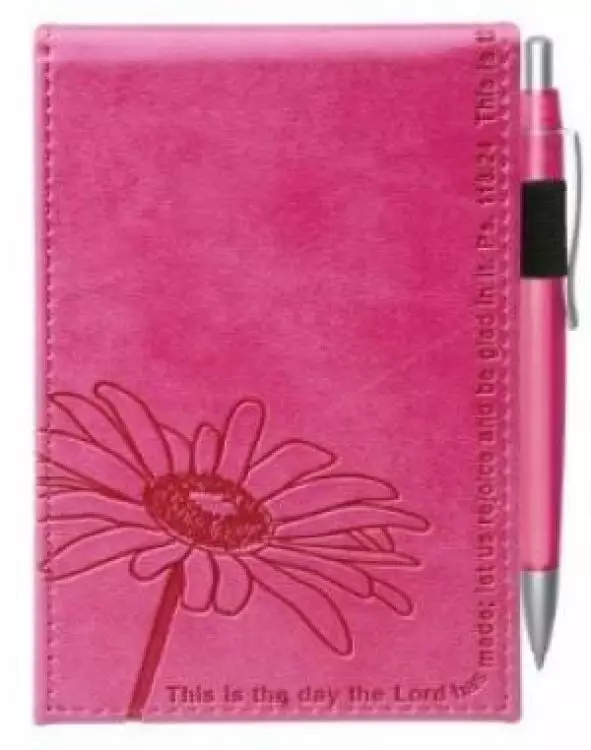 Pink Pocket Notepad w/Pen - Psalm 118:24