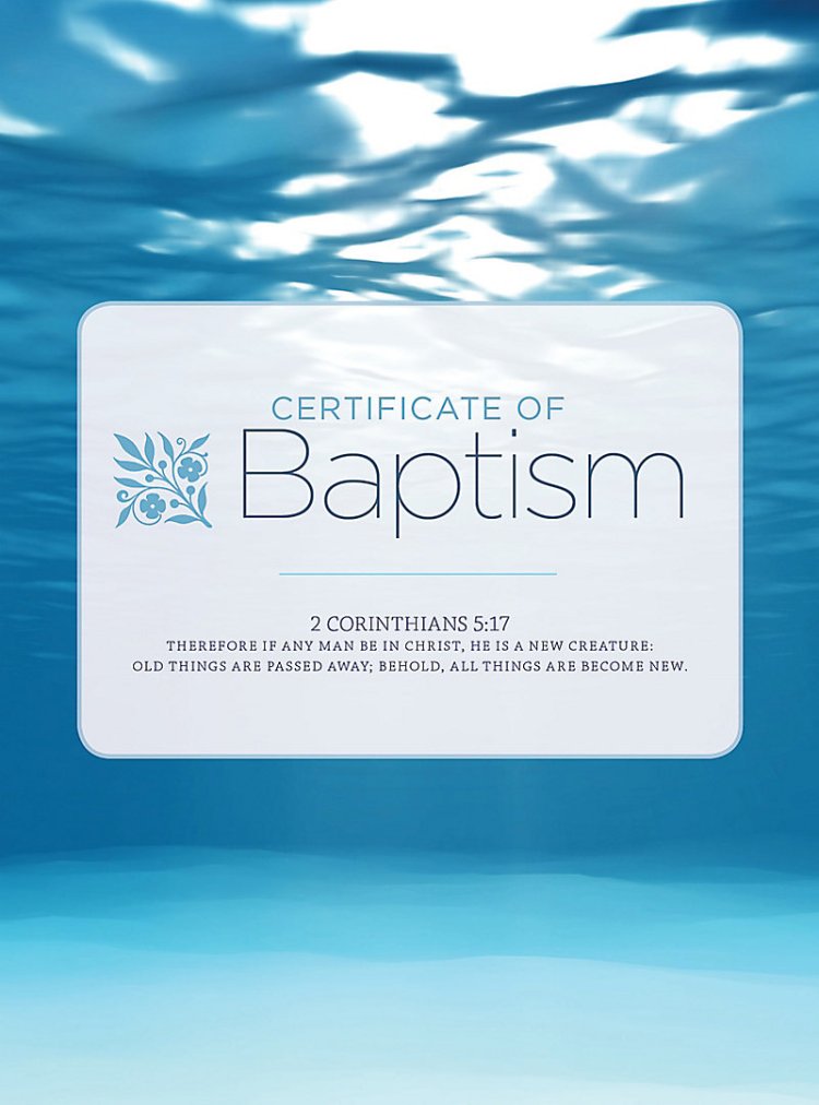 Baptism Water And Clouds Folded Certificate (Pack of 6)