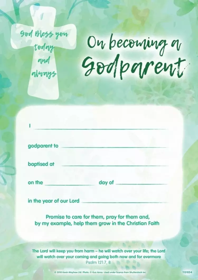 Certificate - On Becoming A Godparent - Pack of 10