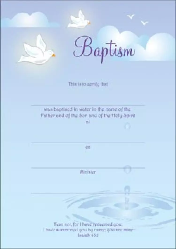 Baptism Certificate (Pack of 10)