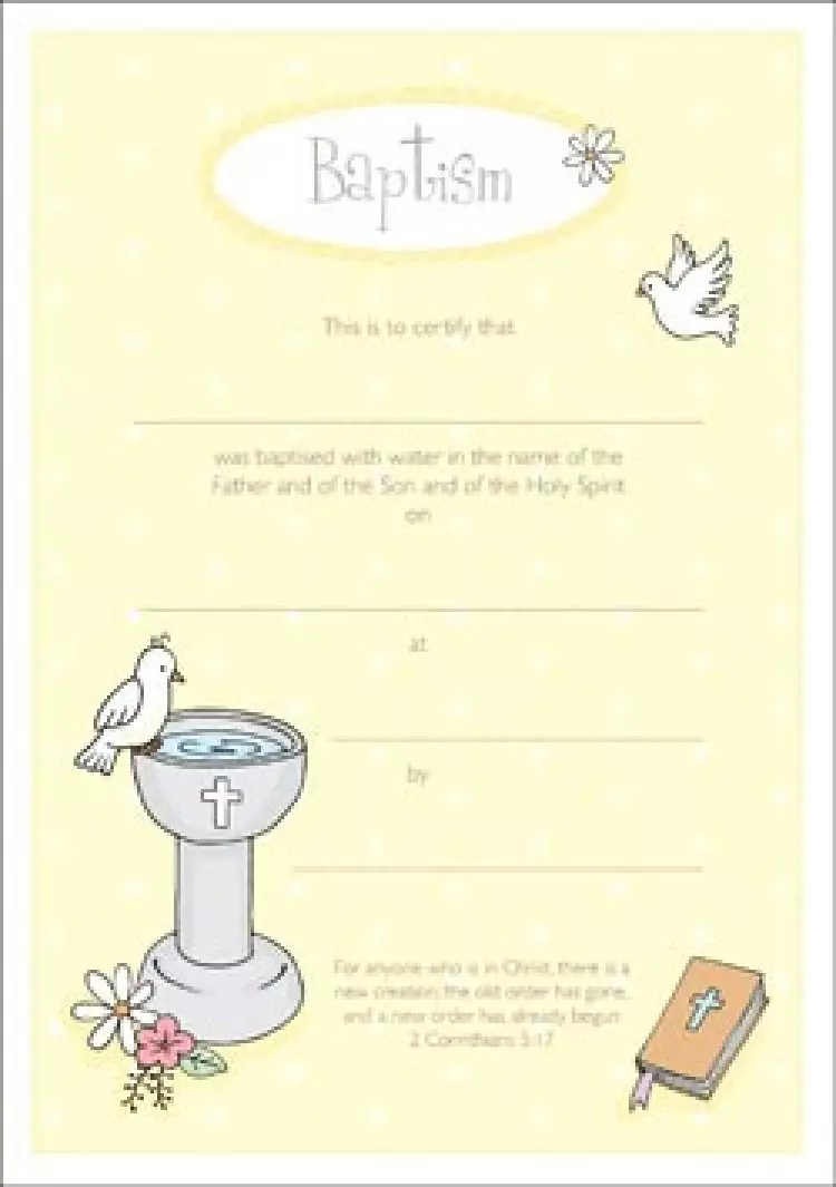 Baptism Certificate (Pack of 10)