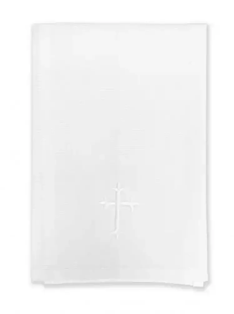 New 14" x 14" Lavabo Towel - White Cross Design