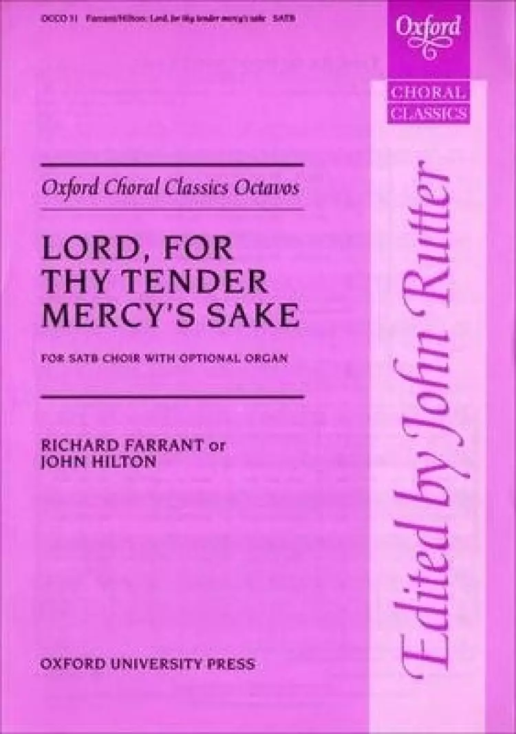 Lord, for Thy Tender Mercy's Sake: Vocal Score